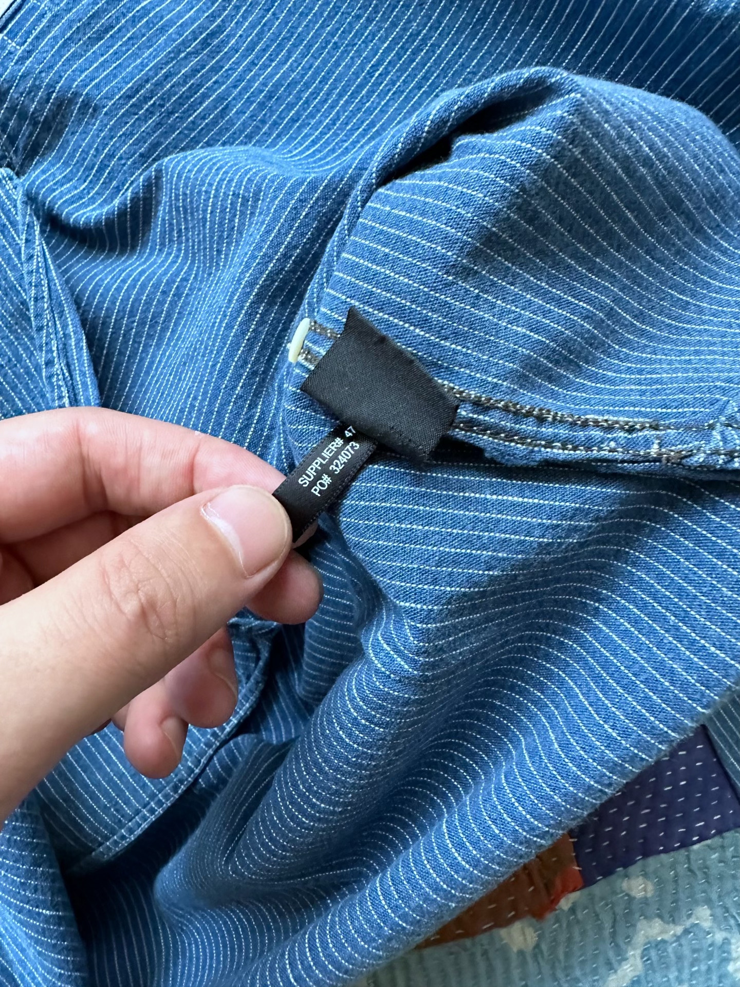 RRL Blue Wabash Striped Long-Sleeve Shirt — back