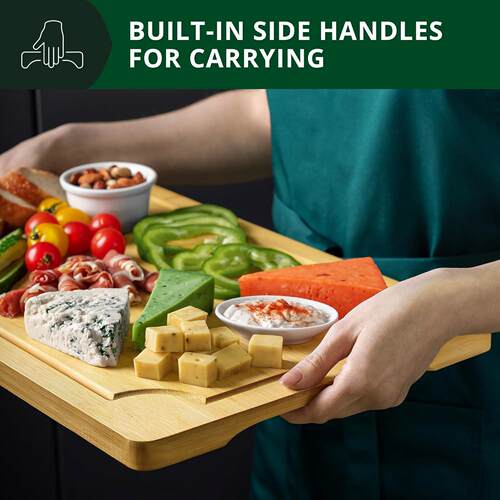 Wooden Cutting Boards Bamboo Wood Serving Board Set Kitchen