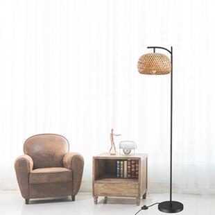 跨境电商复古竹编落地灯 农舍风餐厅卧室客厅竹艺落地灯
