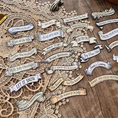 TEMU海外仓新款Handicrafts复古风格备忘信件圣诞主题贴纸