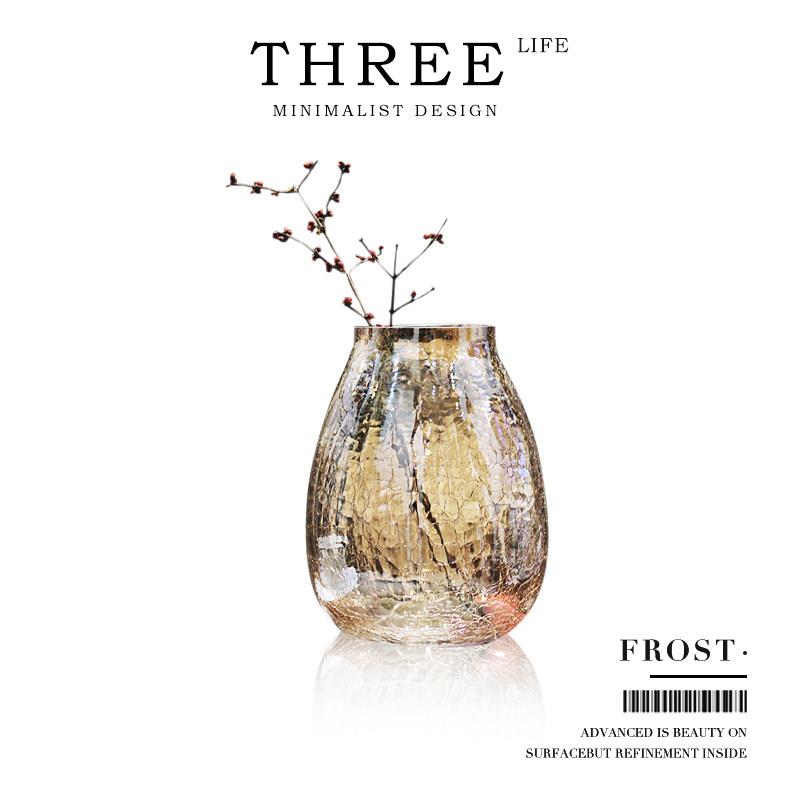 Tlife·Frost·花瓶 创意轻奢裂纹玻璃插花器透明家居摆件 | 冰花