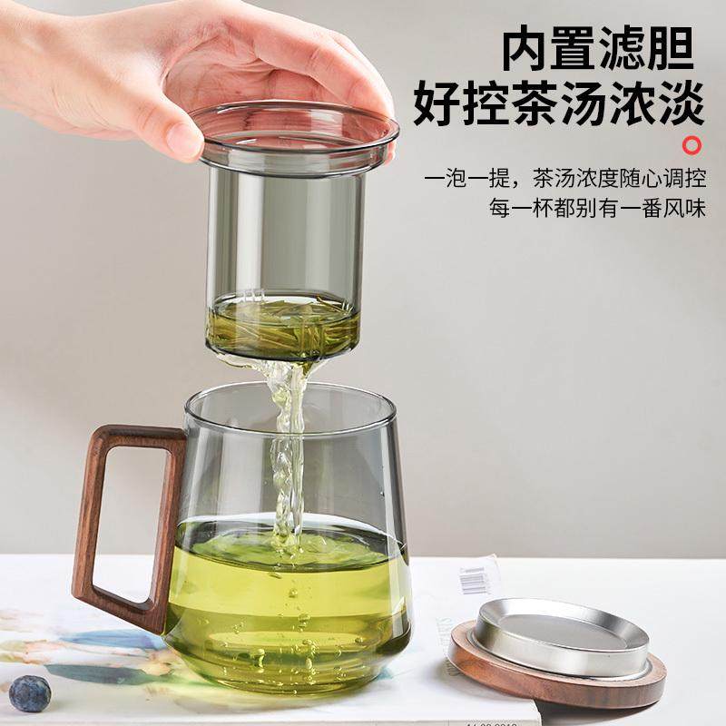商务办公便携带盖带把带茶隔玻璃杯 日式男士茶水分离泡茶杯批发,餐饮具,玻璃杯,淘宝优惠券,粉丝福利购,淘宝优惠卷