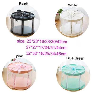 5pcs Round Cake Box Clear Cylindrical Pattern Transparent T.