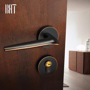 厂家卧室室内门锁锌合金执手锁黑色分体把手锁具五金房门锁
