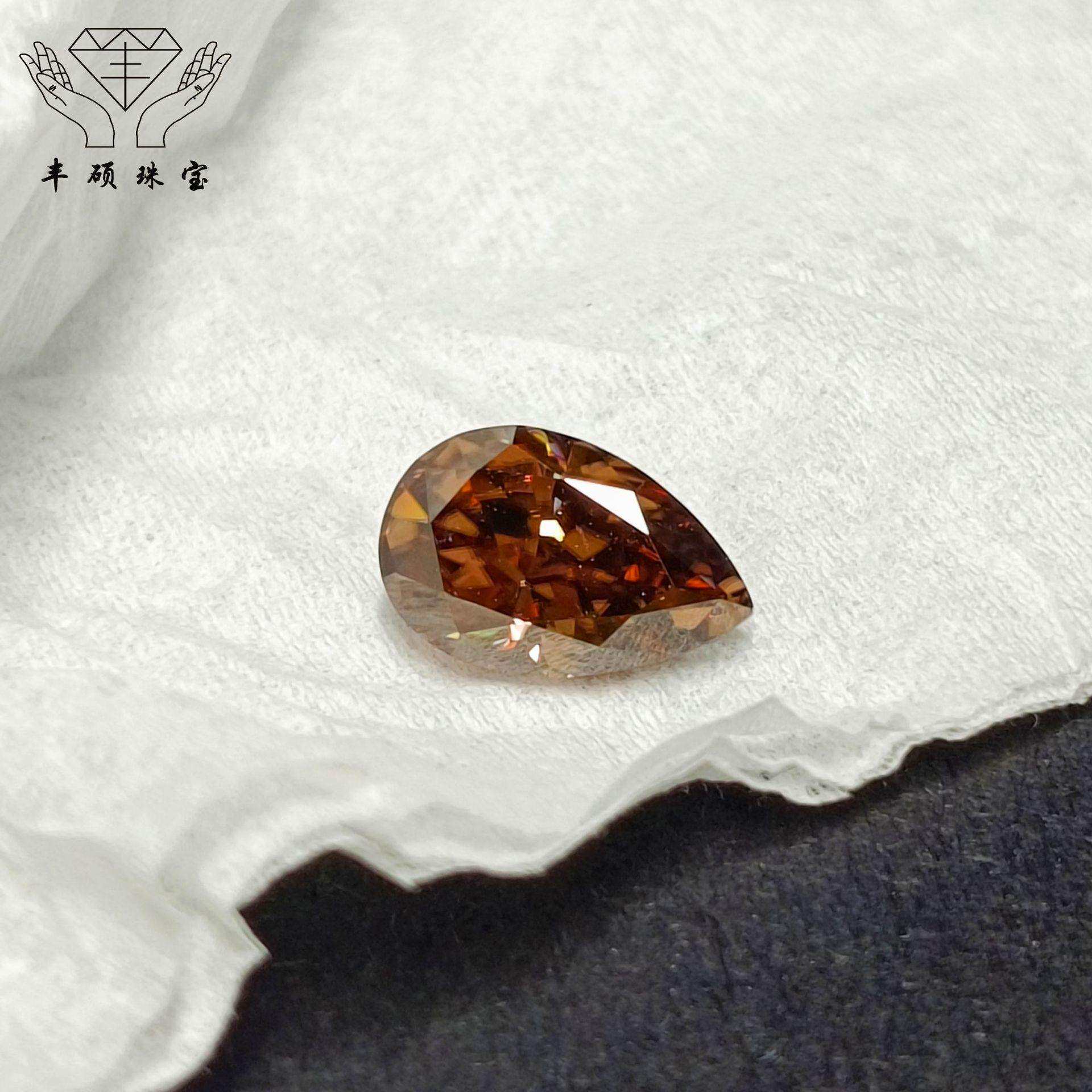 咖啡色异形莫桑裸石moissanite 梧州厂家裸石人造宝石