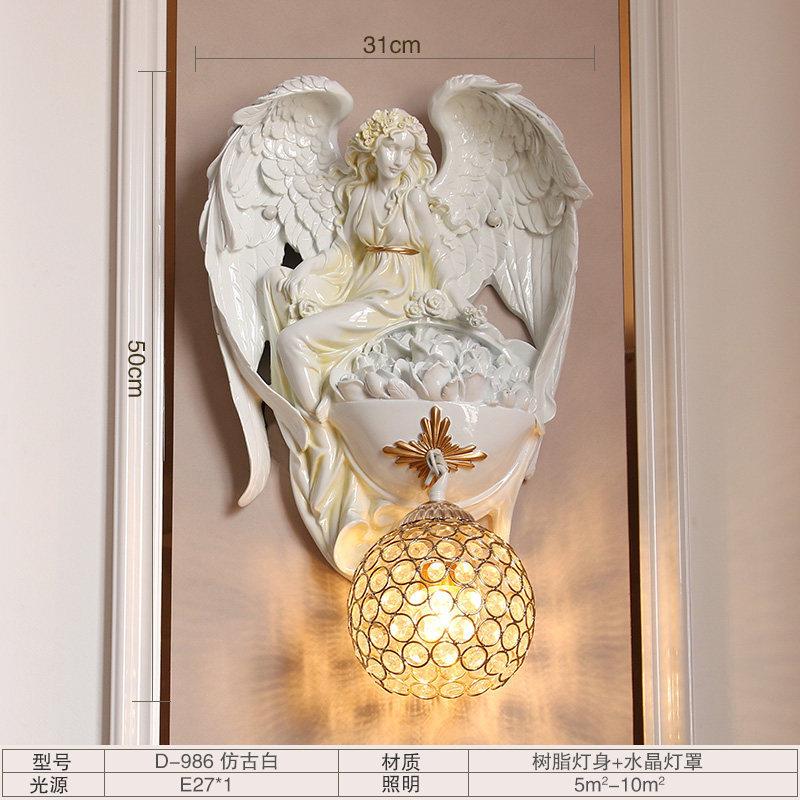 欧式复古天使客厅玄关装饰壁灯餐厅门前灯简欧过道走廊卧室床头灯