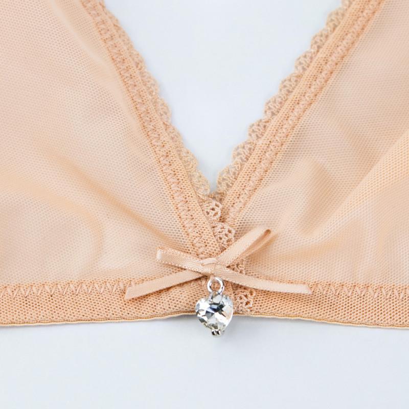 set thong bra no-wire mesh bra ultra-thin see-through fully