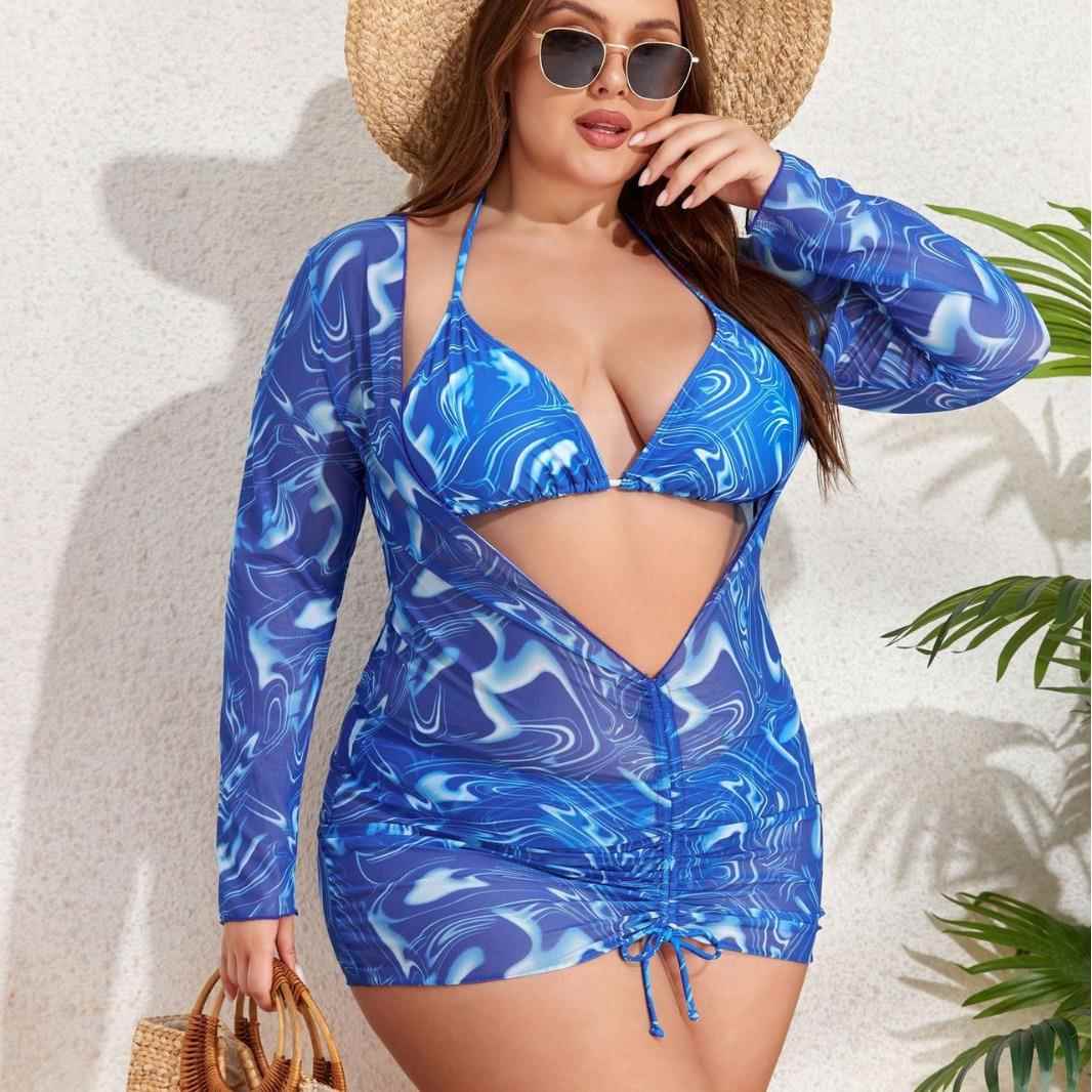swimsuit pattern protection bikini sun Three-piece cover-up
