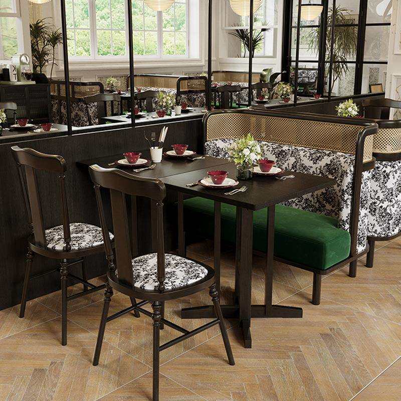 复古南洋风商用沙发椅组合西餐厅主题休闲桌椅咖啡厅饭店餐桌餐椅