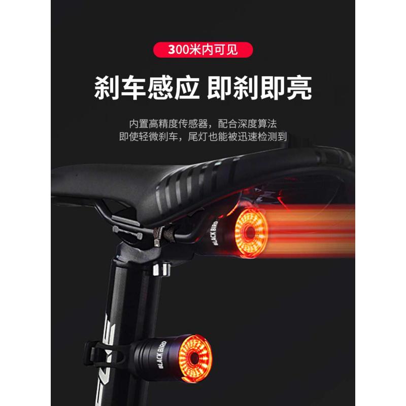 黑鸟自行车尾灯智能感应刹车灯骑行装备山地车公路车RL1夜骑尾灯