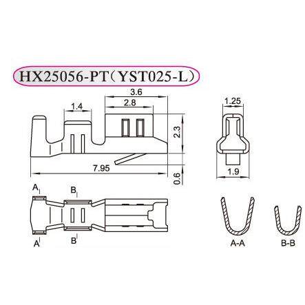 红星接插件 连带端子压线簧片HX25056-PT YST025-L 一盘8000只