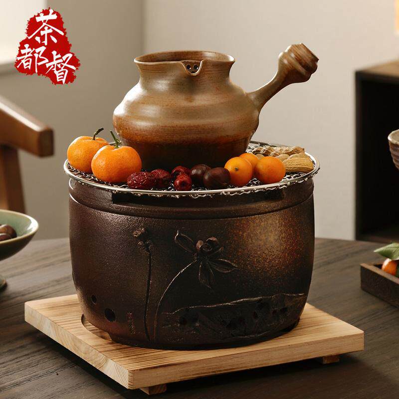 围炉煮茶烧烤炉打边炉超大号纯手工荷花烧水炭炉罐罐陶壶烤火碳炉