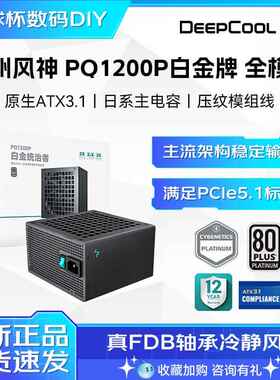 九州风神PQ1200P白金牌全模组ATX3.1电源 PQ750G金牌静音白色电源