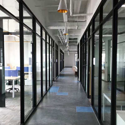 办公室隔音玻璃隔断材料80款方形单层磨砂玻璃隔断墙加厚铝型材