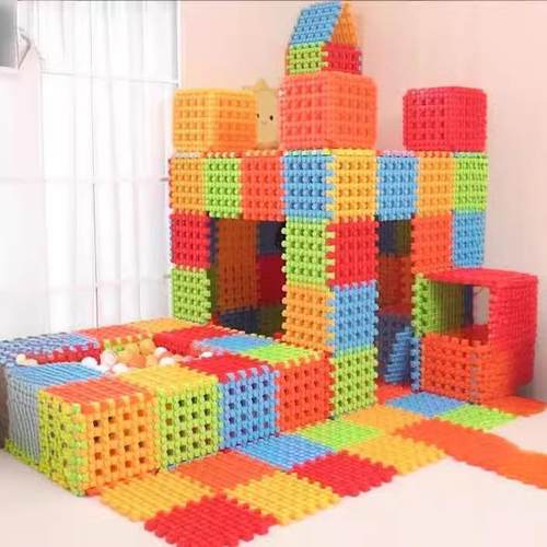 早教中心幼儿园室内户外大颗粒拼插构建积木城堡区角方块大积木