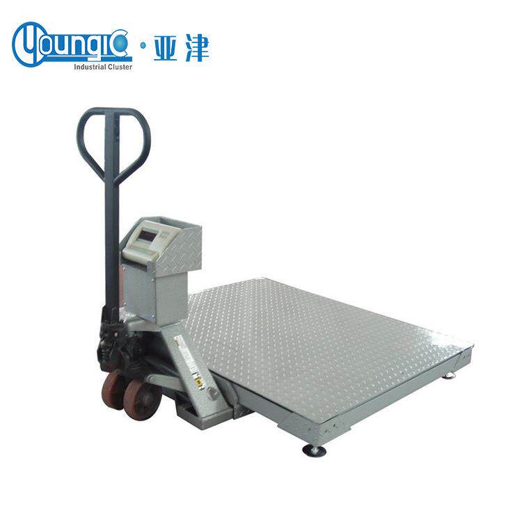 亚津移动式1-3吨叉车磅秤仓库液压便携式地牛秤3吨手推地磅电子秤