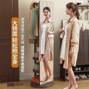 卧实木全身镜落地镜用室家可旋转移动子试CYJ023衣镜带挂衣架一体