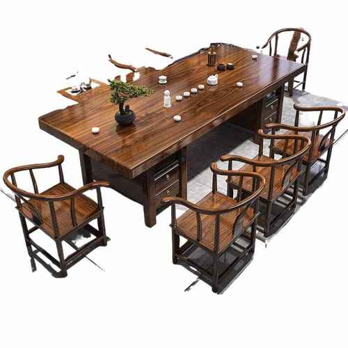 一整套茶几椅实木家用台泡茶组合办公办公室中式一体新茶大板茶桌