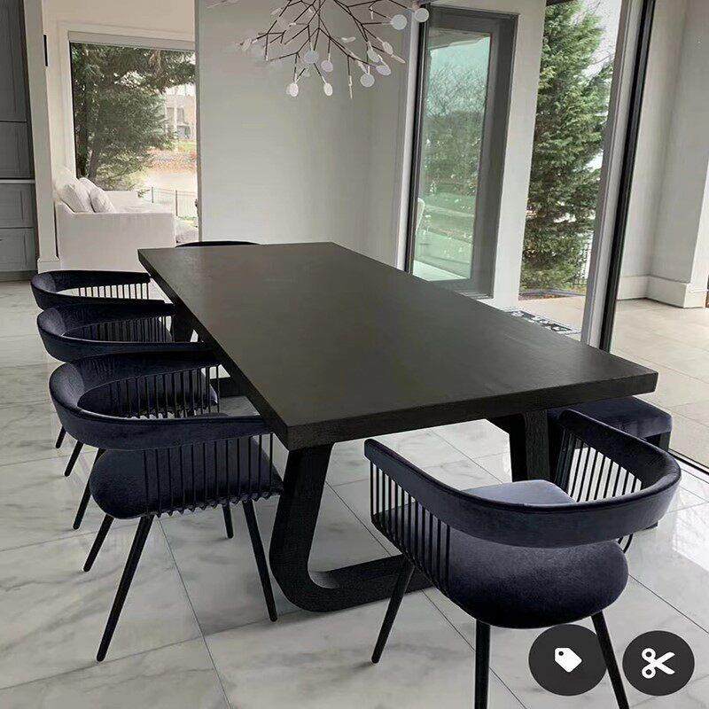 loft设计师办公桌实木餐桌大板桌简约复古会议长条桌工作台洽谈桌
