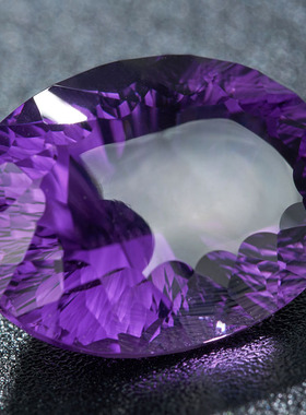 亏本捡漏价 28.7克拉大颗粒椭圆形紫晶裸石戒面火彩好 支持定制