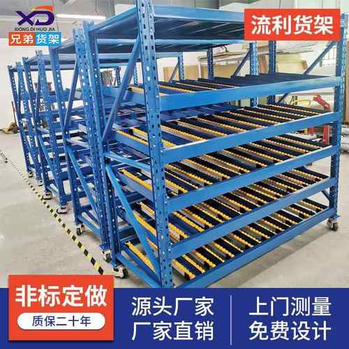 仓储重型流利式物流分拣货架带脚轮流利条货架滑动传送货架流利架