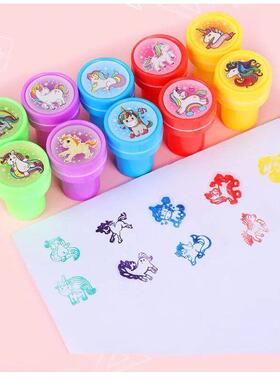 10Pcs Cute Unicorn Theme Party Self-ink Stamps Toy for Kids
