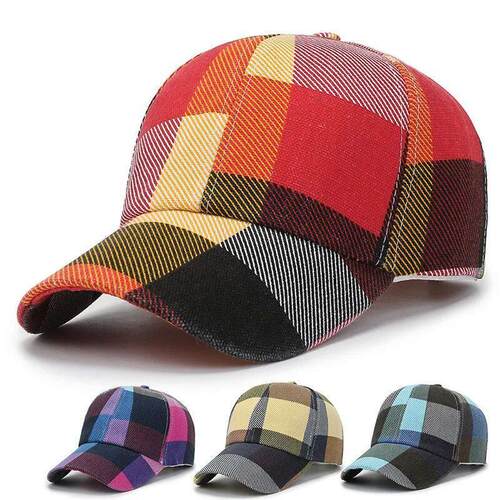 Solid Plaid Spring Summer Hats for Women Men Plaid Baseball