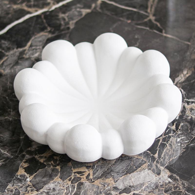 北欧设计师艺术水果盘圆形花瓣托盘样板间展厅客厅装饰品收纳摆件