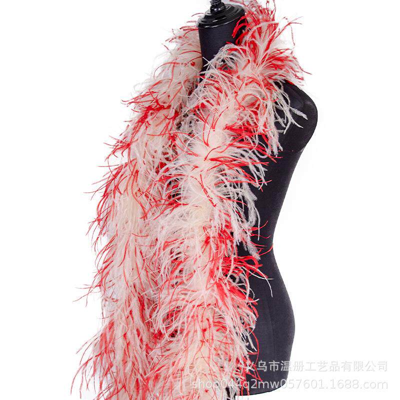 网款4层双色鸵MVI鸟毛红条舞台走秀服装配裙饰摆鸵鸟裙毛辅料羽毛