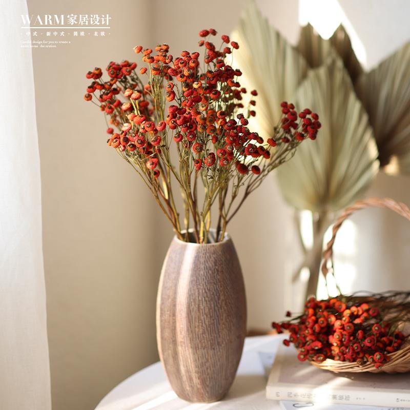 干花真花风干天然花束客厅摆设高级感装饰摆件高端花瓶ins蔷薇果