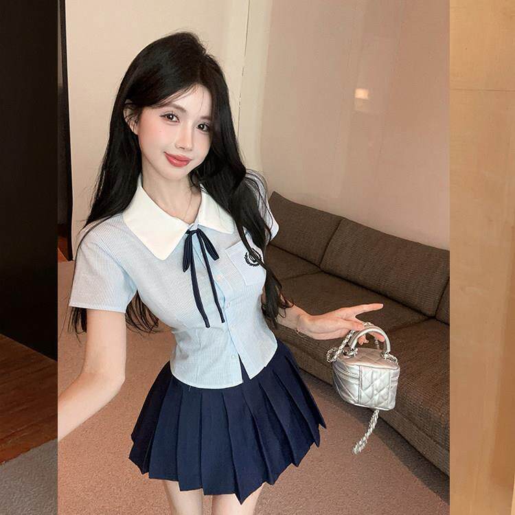 清纯甜辣裙美式学院风制服套装美容师前台接待沐足浴技师工作服