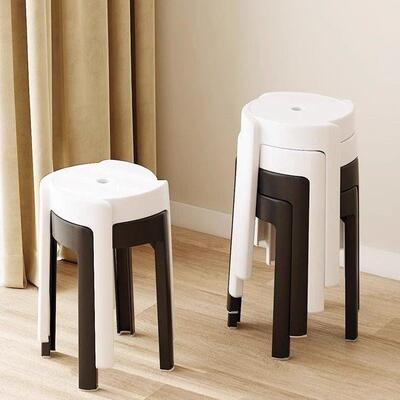 Nordic round stool plastic adult stackable high table chair1