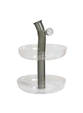 北欧简约手工玻璃创意两用花瓶样板房酒店茶几吧台果盆零食盘装饰