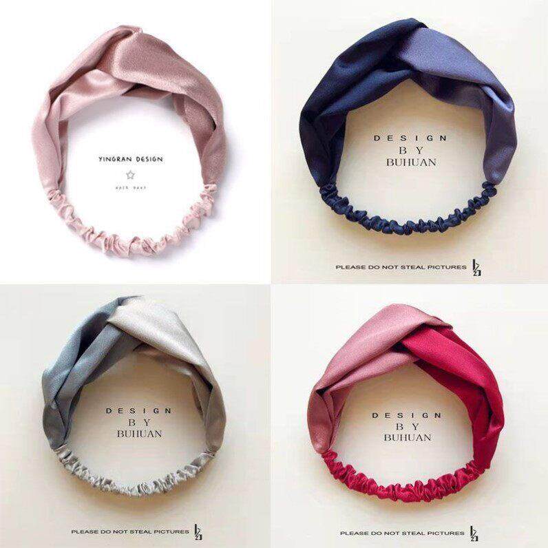 日本进口洗漱发带假发敷面膜束发带洗脸用发箍女头饰真丝撞色发饰