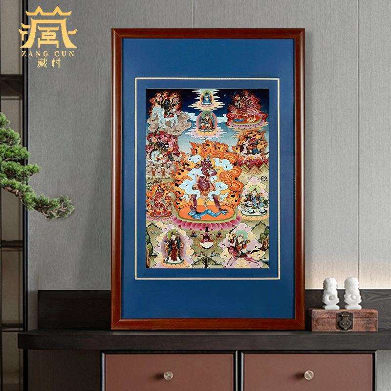 藏村一髻佛母矿物颜料唐卡室内家用独发母墙壁玄关装饰挂画像
