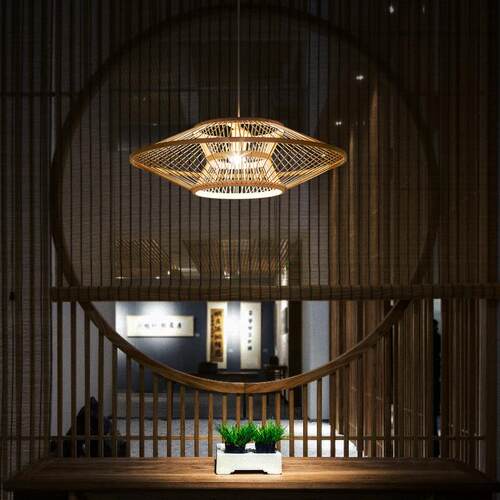 新款直销新中式吊灯日式民宿卧室客厅餐厅茶楼现代简约造竹编吊灯