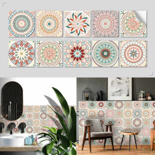 卫生间翻新美化遮丑补洞自粘小花砖贴纸厨房防水防油简约装饰墙贴