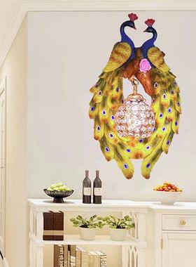欧式孔雀壁灯创意客厅过道玄关走廊墙壁挂灯具玻璃灯树脂LED