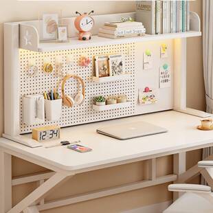 书架桌面置物架带洞洞板多层收纳架儿童绘本架铁艺学习桌储物书架