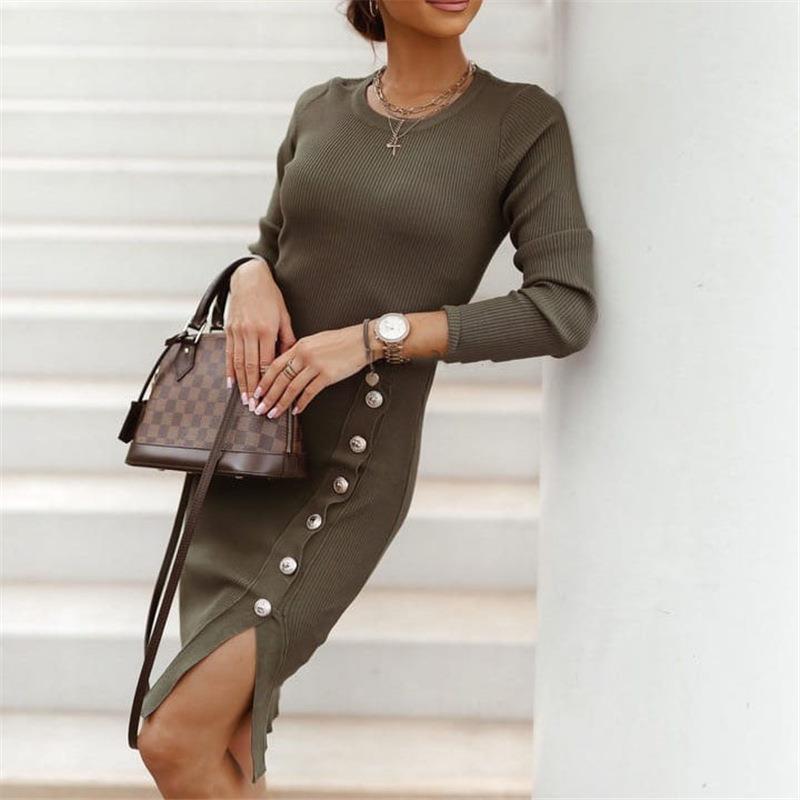 autumn dress winter dress long-sleeved temperament tight