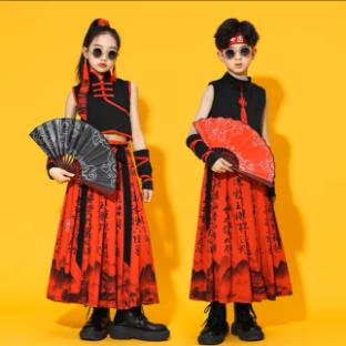 六儿童演出服中国风走服N897&秀服一装新中街舞儿童潮表演服式