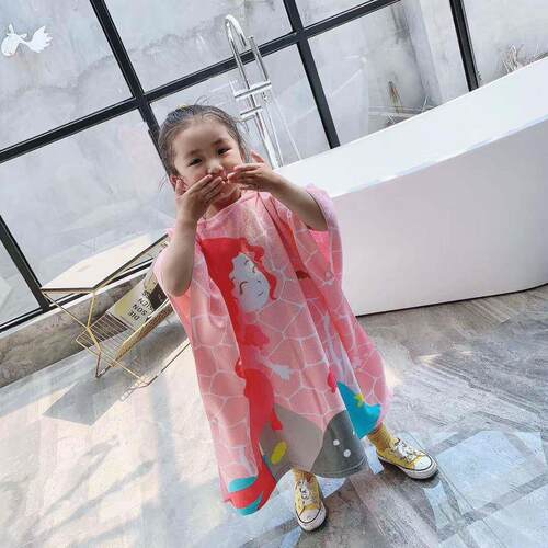 baby kids bath towel hooded beach cape bathing robe swimming