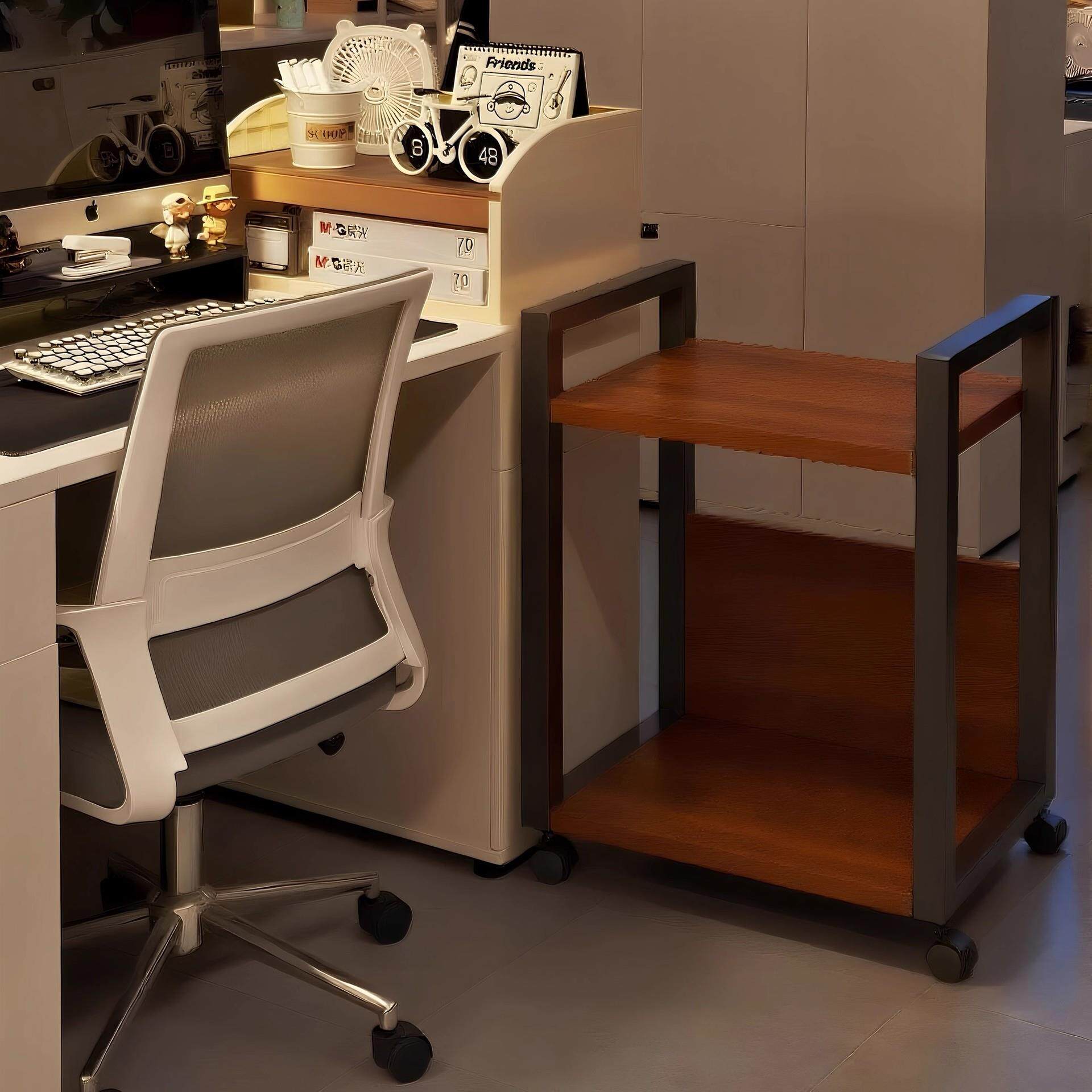 办公室打印机置物架可移动小型收纳柜多层电脑主机复印机整理架子