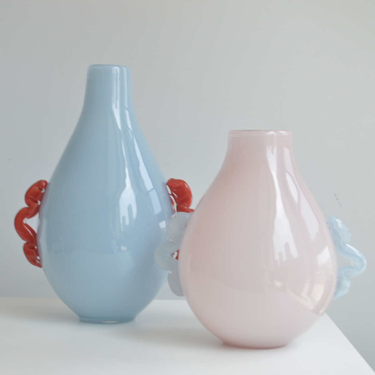 法式中古小口大肚子玻璃花瓶ins氛围桌面电视柜软装水培彩色花瓶