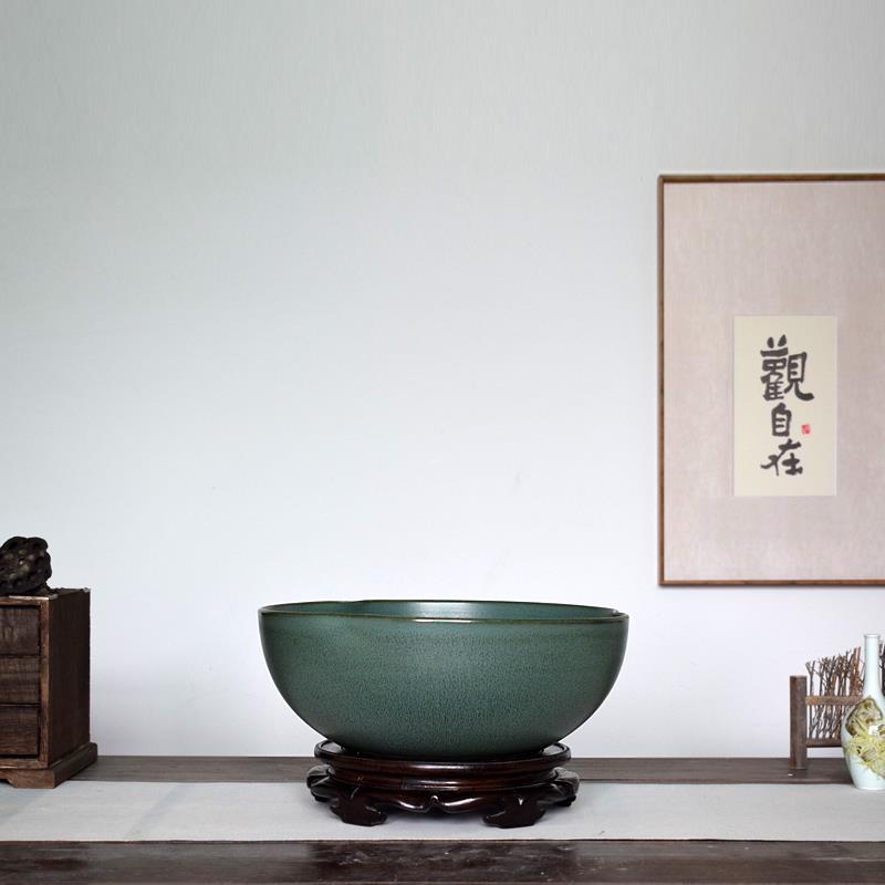 高档手工制作陶瓷古鱼缸无孔绿色植物水培莲莲碗花盆乌龟缸法养鱼