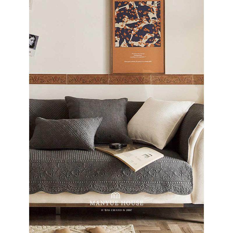 蔓越家 落日玫瑰 色织全棉沙发垫客厅沙发套罩巾复古防尘坐垫座垫,居家布艺,沙发套,淘宝优惠券,粉丝福利购,淘宝优惠卷