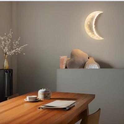 简约月亮造型创意壁灯氛围卧现代简约室床头灯走廊玄关墙壁画装饰