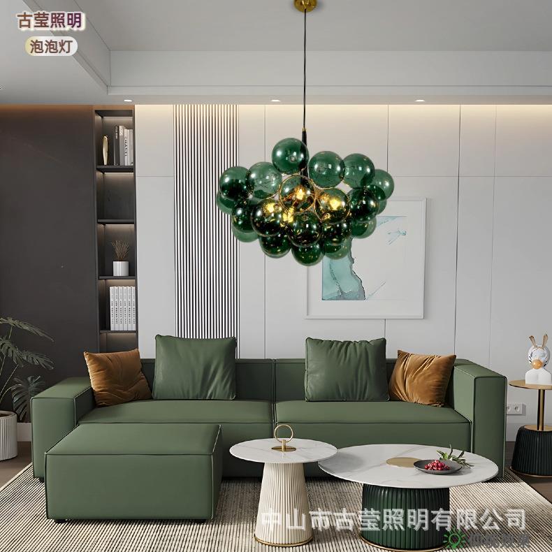 跨境北欧泡泡灯客厅灯玻璃吊灯卧室灯具个性餐厅中山轻奢风五头