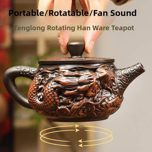 紫陶汉瓦茶壶可提可凤鸣可旋转一壶两杯云南建水腾龙紫砂茶具套装