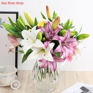 fake lily DIY silk crea long flowers 41cm Artificial Bouquet